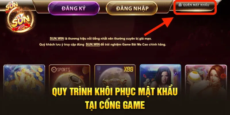 Quy trình khôi phục mật khẩu tại cổng game